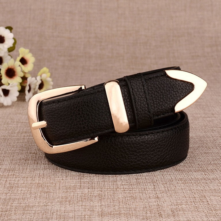 Genuine Leather Belt with Gold Buckle for Jeans Dresses Luxury Designer Genuine Leather Belt with Gold Knot Buckle  main image 3