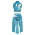 thumbnail image 3 of Sholeno Women Applique Lyrical Dance Outfits Sleeveless Tops Irregular Skirted Leotard Contemporary Dancewear Light Blue M, 3 of 5