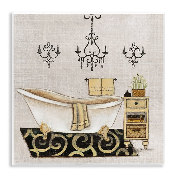 Stupell Industries French Country Vintage Luxurious Bathroom Tub Wall Plaque Art, 12 x 12, by Janet Tava