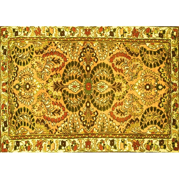 Ahgly Company Indoor Rectangle Persian Yellow Traditional Area Rugs, 2' x 5'