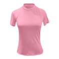 thumbnail image 6 of Women's Plus Size Solid Color Mock Neck Short Sleeve Slim Fit T Shirt, Breathable Stretchy Basic Tee for Summer Daily Layering, Soft and Comfortable Base Top Pink XXXXXL, 6 of 6