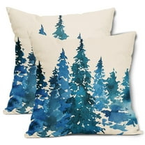 ABSOP Watercolor Green Tree Pillow Covers 22X22 Inch Set of 2 Winter Christmas Pillow Cases Watercolor Rustic Forest Pillowcase for Living Room Couch Sofa Porch Outdoor