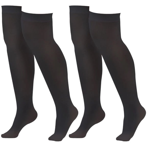 Byfri 2 Pairs Plus Size Calf Compression Socks Black XL Polyester Spandex Knee High for Women Sports Travel