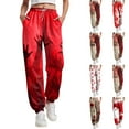 thumbnail image 2 of felwors Women's Halloween Print Sweatpants 2025 High Waisted Joggers with Pockets Elastic Lounge Pants White, S, 2 of 7