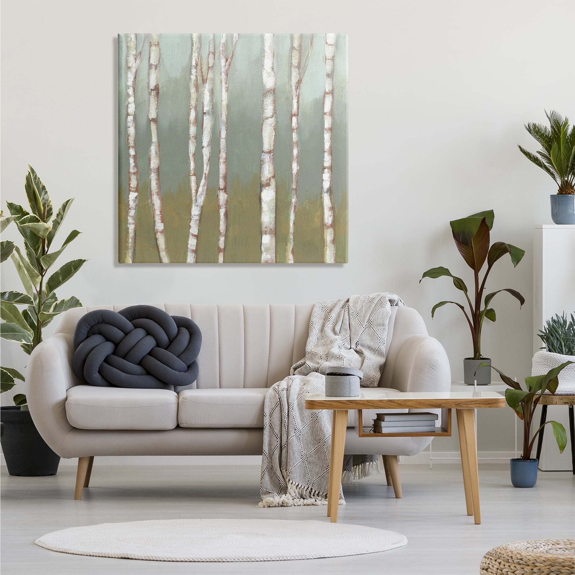 Stupell Industries Contemporary Birch Tree Forest Striped White Bark Painting, 36 x 36, Design by Jennifer Goldberger