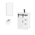 thumbnail image 2 of Blotout 24" Bathroom Vanity with Sink & Faucet & Mirror, Farmhouse Bathroom Vanity Cabinet Set with Sliding Barn Door & 3 Drawers, Freestanding Single Bath Storage Vanity Ceramic Sink, White, 2 of 8