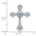 thumbnail image 3 of Auriga Fine Jewelry 14K White Gold Blue Topaz and Diamond Fleur de Lis Cross Chain Slide Pendant for Women (L-25.2mm, W-18.5mm), 3 of 6