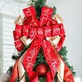 thumbnail image 4 of OMA Christmas Tree Topper Christmas Wreath Bow 45"x13" Large Christmas Toppers Bow with Letter Patterned for Xmas Tree Rustic Farmhouse Home Holiday Party Decorations Red, 4 of 15