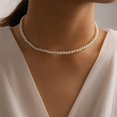 thumbnail image 3 of HAHDAXIA Collier de Perles pour Femmes Collier de Perles Superposé Or Collier de Perles à Brins Multiples, 3 of 7