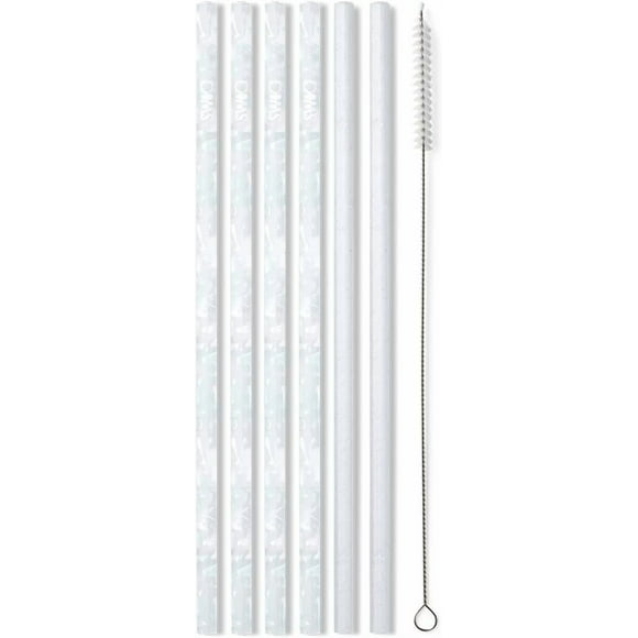 Swig Life Reusable Straws Bride to Be + Silver Glitter Tall Straw Set & Cleaning Brush, Each Straw is 10.25 inch Long (Fits Swig Life 20oz Tumblers, 22oz, and 32oz Tumblers)