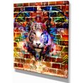 thumbnail image 2 of Tiger over Abstract Brick Design - Abstract Wall Art Canvas, 2 of 3