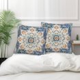 thumbnail image 6 of Bohemian Decorative Throw Pillow Covers Pack of 2 Linen Blue Yellow Ethnic Boho Carpet Pillowcases Square Cushion Cases for Bedroom Living Room,18 x 18 Inches, 6 of 6