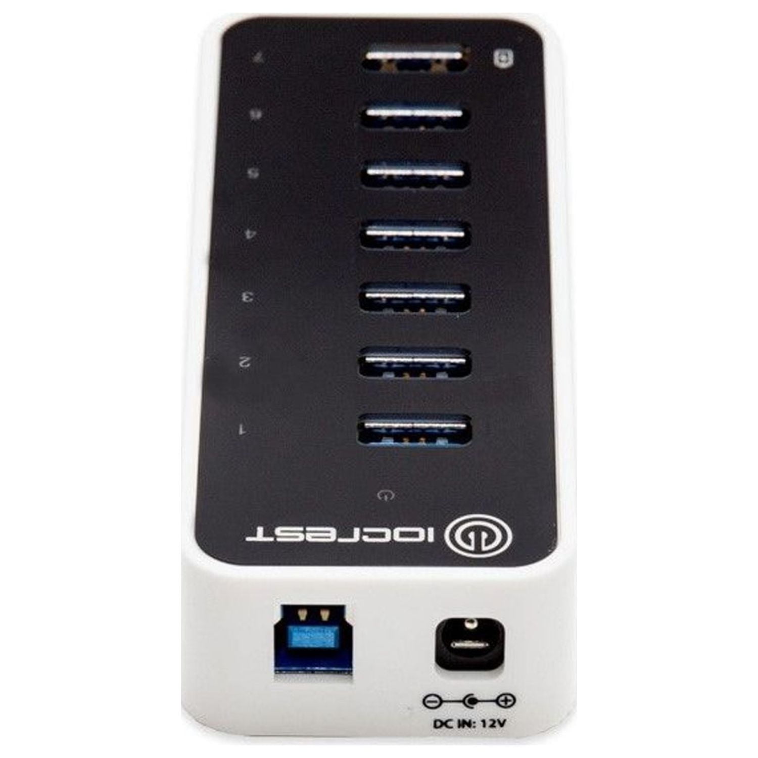 7 Port Usb 3.0 Hub by IOCrest USB 3.0 7 Port External Hub Color UL 12V/3A Power Adapter White