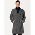 thumbnail image 3 of Abrigo a cuadros de invierno para hombre, solapa de muesca, doble botonadura, chaqueta larga, abrigo de pata de galloNegro M Unique Bargains Chaqueta, 3 of 6