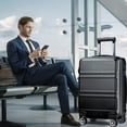 thumbnail image 5 of 24'' Travel Luggage Suitcase with Spinner Wheels & TSA Lock & Aluminum Handle Lightweight & Durable ABS Carry On Luggage Expandable Hard Case for Women/Men (Black), 5 of 6