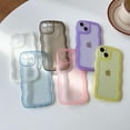 thumbnail image 2 of Solid Color Curly Wave Frame Clear Soft Compatible with iPhone Case (Black,iPhone Xr), 2 of 7