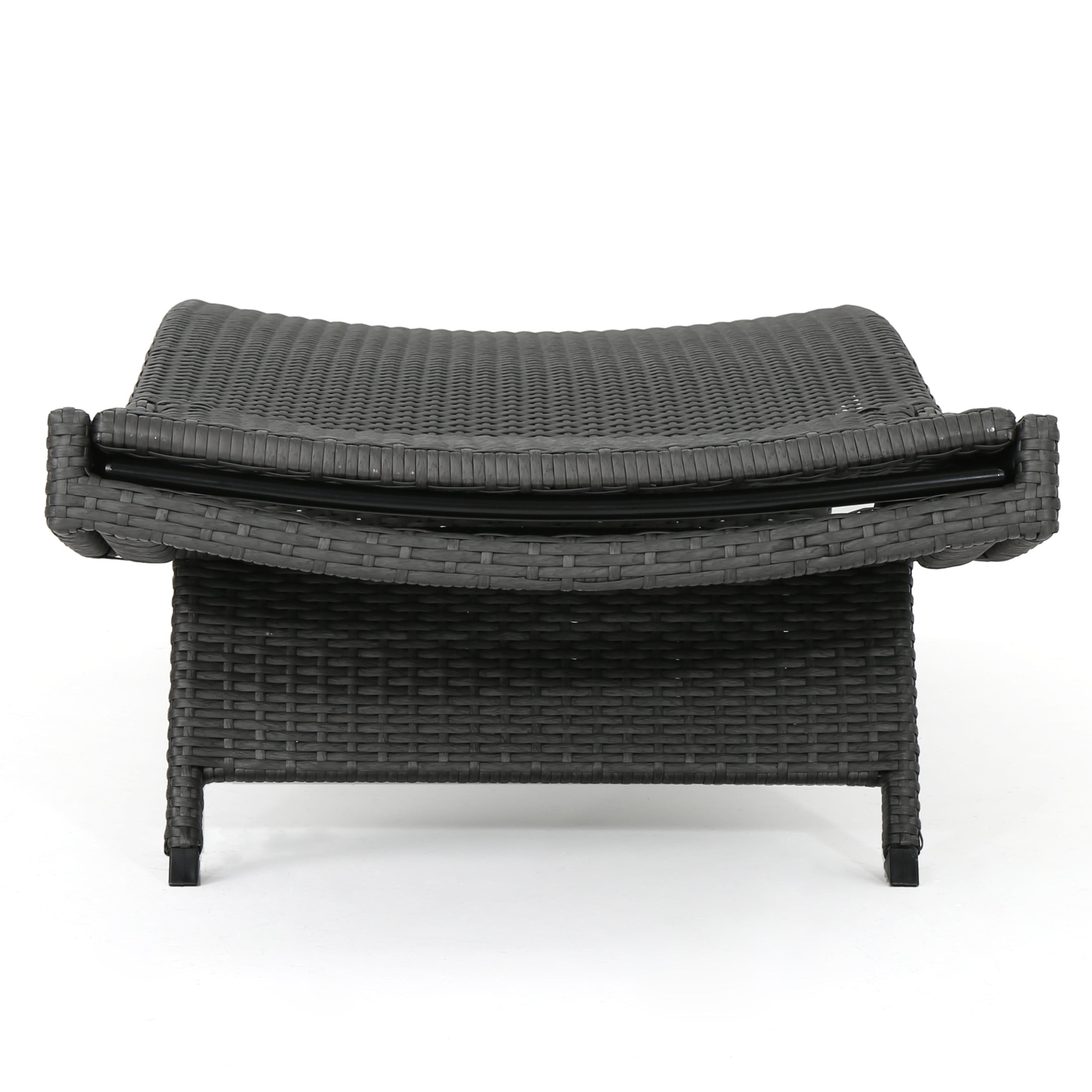 Anthony Outdoor Wicker Adjustable Chaise Lounge with Cushion, Set of 2, Grey, Beige