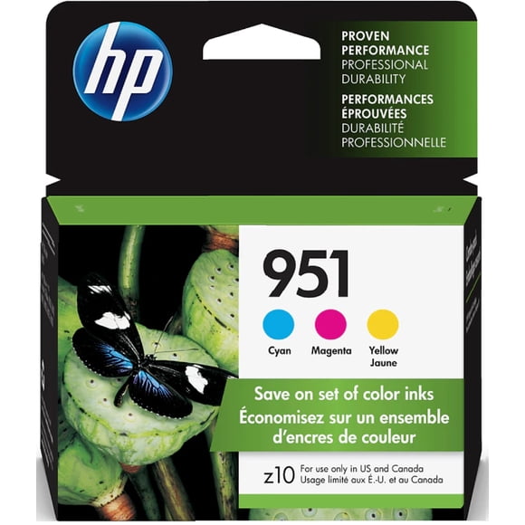 HP 951 Color Ink Cartridges - Cyan, Magenta, Yellow, (CR314FN) Pack of 3
