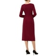 thumbnail image 3 of INSPIRE CHIC Women's Knee Length Pencil Dress Long Sleeve Tie Waist Church Work Sheath Dresses L Dark Red, 3 of 5