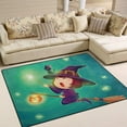 thumbnail image 2 of SKYSONIC Halloween Flying Little Witch On Green Lightweight Carpet Mats Area Soft Rugs Floor Mat Rug Home Decoration for Kids Room Living Room 63 x 48 inches, 2 of 6