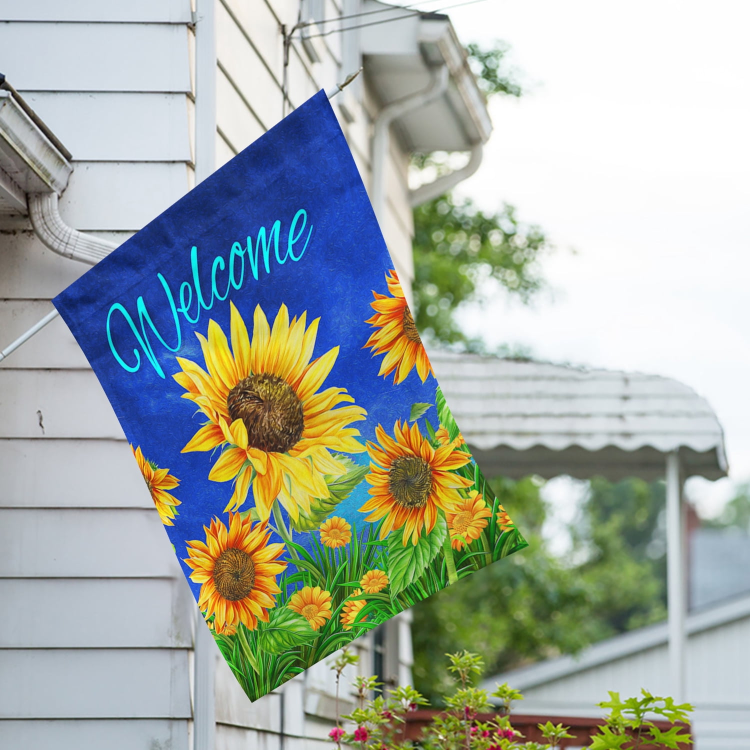 America Forever Welcome Sunflower Summer Floral House Flag 28 x 40 inches Yellow Floral Blue Sky Spring Blossom Double Sided Seasonal Yard Outdoor Decorative Happy Summer House Flag