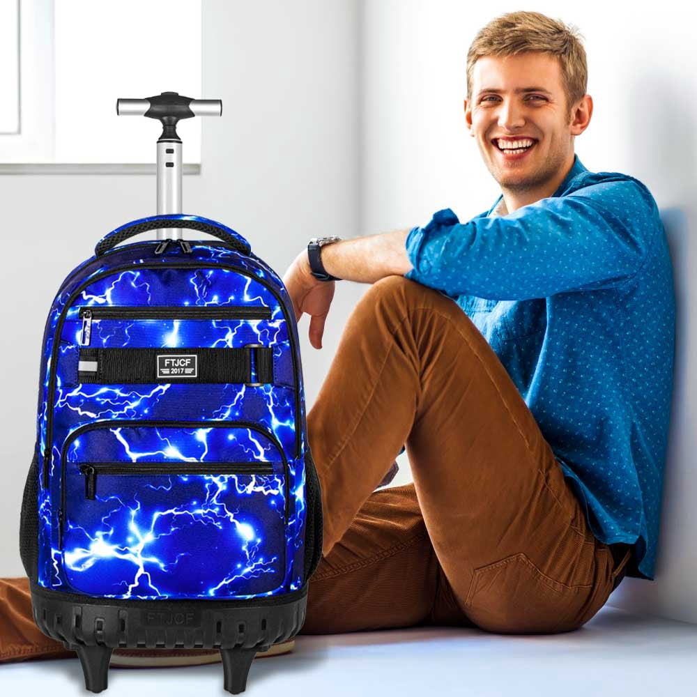 AGSDON Rolling Backpack for Women and Men, Laptop Travel Backpack Roller Wheeled Carry on luggage with Wheels for Teens, Colleges and Adults, Blue01, Large, Daypack Backpacks