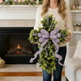 thumbnail image 2 of XQWJWLA 16" Easter Cross Wreath with Purple Bow, Artificial Farmhouse Eucalyptus Decor for Front Door, Spring Easter Hanging Decoration for Wall Living Room Kitchen Indoor Outdoor, 2 of 5