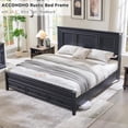 thumbnail image 4 of ACCOHOHO Rustic Queen Size Bed Frame with 52" Tall Full-Panel Headboard, Wood Platform Bedframe with Footboard and Storage Drawers, No Squeak, No Box Spring Needed, Antique Black, 4 of 6