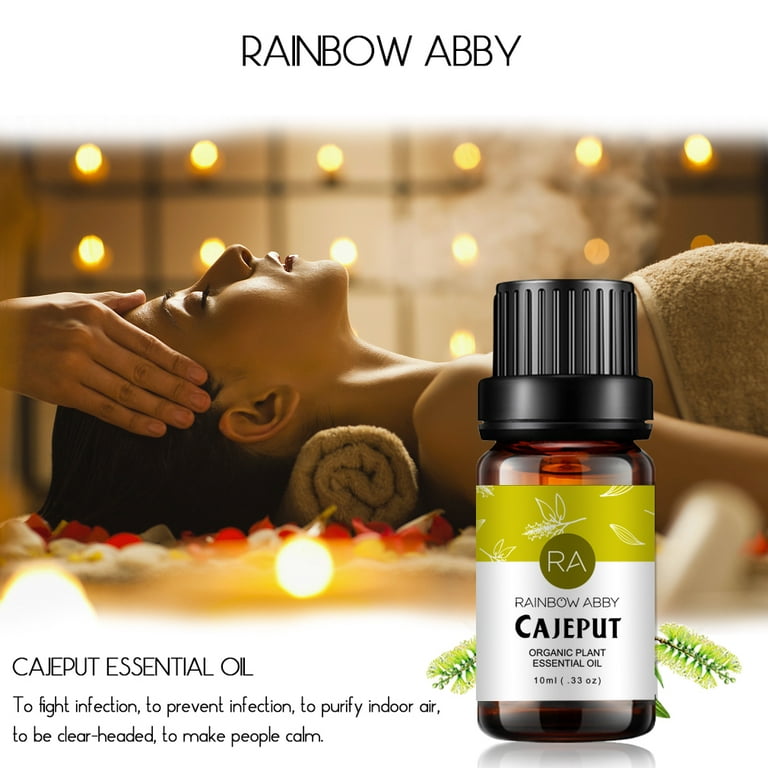 RAINBOW ABBY Cajeput Essential Oil 100% Pure Organic Therapeutic Grade  Cajeput Oil for Diffuser, Sleep, Perfume, Massage, Skin Care, Aromatherapy,  Bath - 10ML 