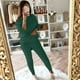 thumbnail image 4 of Conjunto de traje de suéter con pantalones largos de dos piezas de punto de cable de manga larga con hombros descubiertos de color sólido para mujer Fridja  hfkajh99515, 4 of 9
