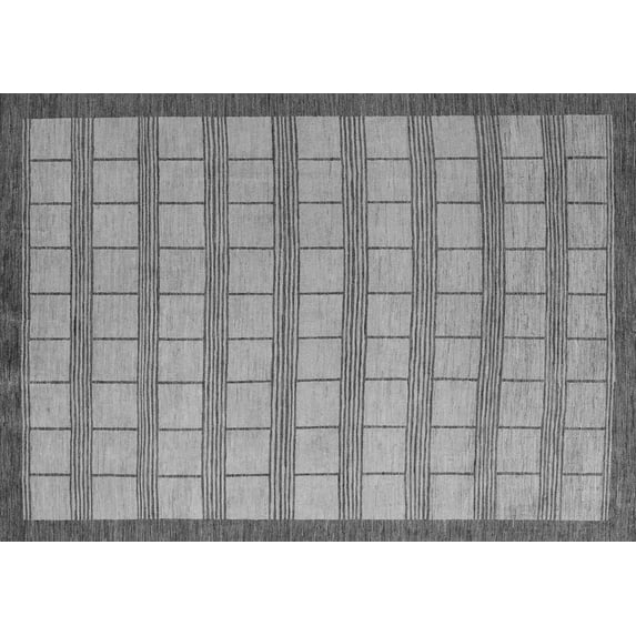 Ahgly Company Indoor Rectangle Checkered Gray Modern Area Rugs, 5' x 8'