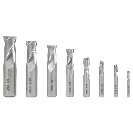 UPC: 0044459331087 | WEN 8-Piece 2-Flute HSS End Mill Set for Milling Machines