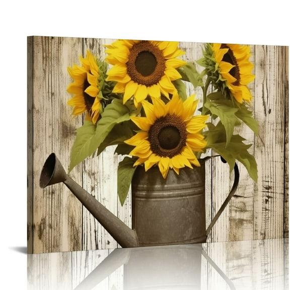 Fenyluxe Sunflowers Canvas Wall Art Decor for Home Ready To Hang - Ideal for Bedroom, Living Room, Kitchen - Great Gift Idea for Various Occasions 16x12in