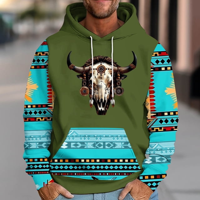 Styesk Sweatshirts pour Hommes, Sweat à Capuche Imprimé à Manches Longues et Amples