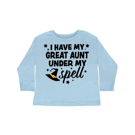 

Inktastic I Have My Great Aunt Under My Spell with Cute Witch Hat Gift Toddler Boy or Toddler Girl Long Sleeve T-Shirt