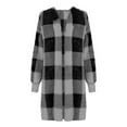 thumbnail image 3 of Sriper Fleece Flannel Jacket Women Oversized Long Fluffy Cardigan Winter Thick Fleece Lined Warm Plaid Flannel Shirt Jackets Gray S Preppy Clothes Dressy, 3 of 4