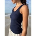 thumbnail image 3 of Women Tank Top Sleeveless Crew Neck Camisole Lace Trim Crop Top Slim Fit Ladies Vest Summer Streetwear, 3 of 7