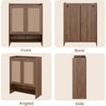 thumbnail image 3 of Erinnyees 41"H Shoe Storage Cabinet, Rattan Shoe Organizer, with 3 Adjustable Shelves for Entryway Hallway Closet, Walnut, 3 of 7
