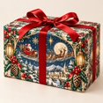 Snowy Pattern Paper Wrapping Paper Retro Snow Village Pattern Paper for Holiday Gifts ...
