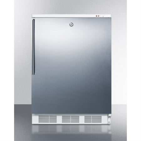 Freestanding counter height all-freezer capable of -25 C operation  with lock  wrapped stainless steel door and thin handle
