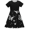 thumbnail image 6 of SGFCWSX Girls Short Sleeve Midi Dress Kids Summer Graphic Print Crewneck A-Line Dress for Casual Wear Black Size 7-8 Years, 6 of 7