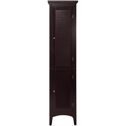 Elegant Home Fashions Sicily Linen Tower with 2 Shutter Doors, Dark Espresso