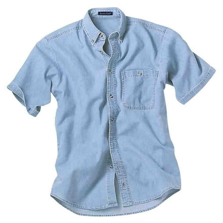 - River's End Mens Short Sleeve Denim and Twill Shirt Casual Tops