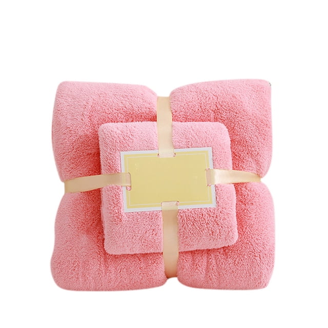 Two-In- Coral Bath Towel Set Soft High-Density Absorbent Home Textiles