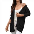 thumbnail image 2 of Suéter de Punto con Capucha y Mangas Largas Abiertas para Mujer 2025, Prenda Exterior Tipo Cárdigan Negro S, 2 of 10