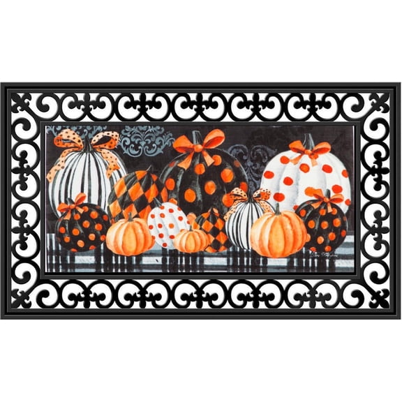 Evergreen Flag Seasonal Sassafras Interchangeable Mat and Tray Elegant Pattern Pumpkins