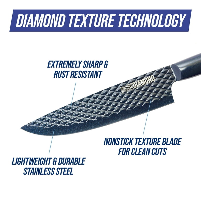 Blue Diamond Stainless Steel Cutlery, 14 Piece Knife Block Set, Dishwasher  Safe, Blue 