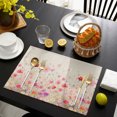 thumbnail image 4 of Pink Spring Floral Placemats Set of 4, Watercolor Summer Botanical Washable Wipeable Table Mats for Dining Tables, Indoor Outdoor Kitchen Place Mats for Holiday Party Table Decor, 4 of 9