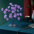 thumbnail image 3 of Lámpara de escritorio con luz LED de rosas y árbol de flores, luz nocturna, bonsái, USB, hada para decoración de fiestas Rosa purpura, 3 of 9