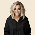 thumbnail image 4 of Dalix Pixel Heart Embroidered Fleece Cropped Hoodie Cold Fall Winter Women in Black 2XL XX-Large, 4 of 5